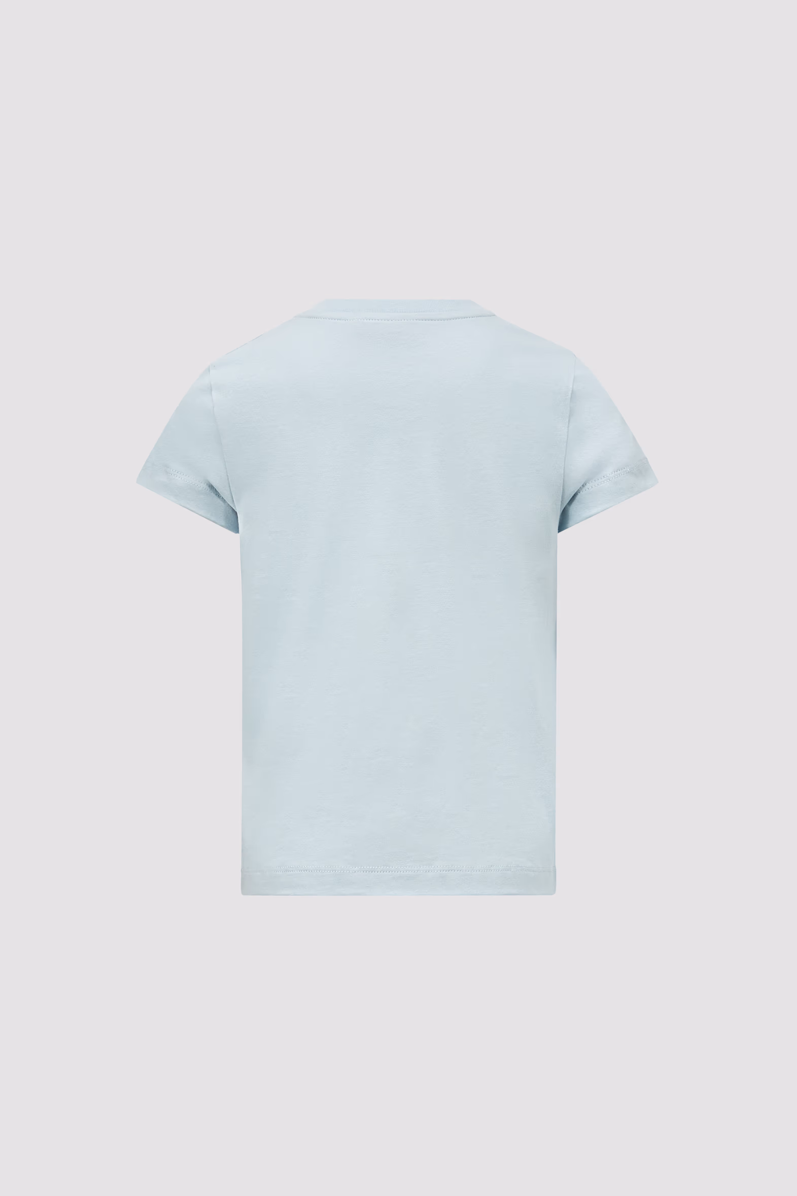 Embroidered Logo Cotton T-Shirt Girl Light Blue Moncler 3